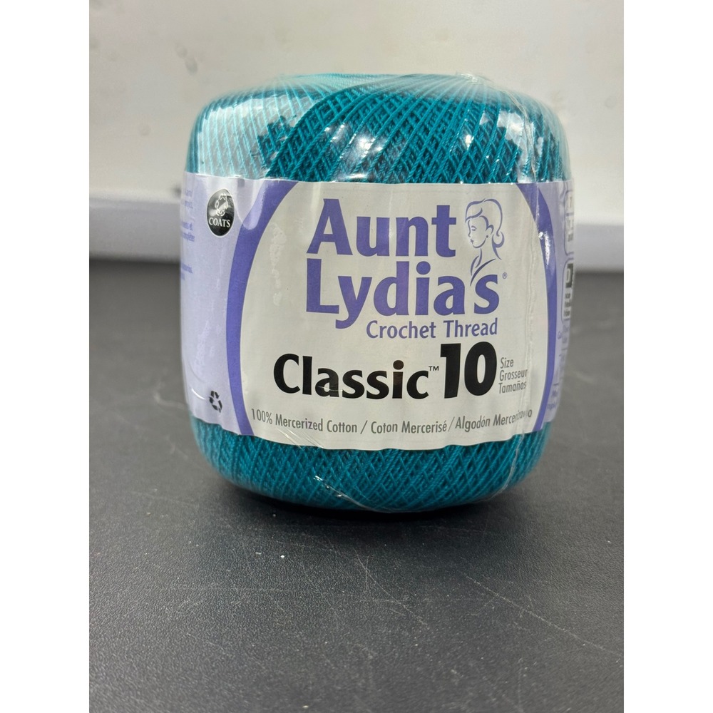 Aunt Lydia's Classic 10 Crochet Thread Peacock Blue 350yd Mercerized Cotton 0856